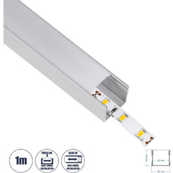 GLOBOSTAR ALP-LINEAR LIGHTLINE 70867-1M Επιφανειακό Προφίλ Αλουμινίου με Λευκό Γαλακτερό Πατητό Κάλυμμα για Ταινίες LED IP20 - Ασημί & Λευκό - Μ100 x Π2.3 x Υ2cm