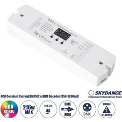 GloboStar 73146 D4C-L SKYDANCE DC DMX512 Constant Current & RDM Decoder 4 Καναλιών DC 12-48V 4 x 1A 54W - Max 4A 216W - IP20 Μ17 x Π5 x Υ2.5cm