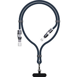 Dudao L20Max 65W 4-in-1 Cable with Lanyard USB-C to USB-C with Lightning and USB-A Adapters - Blue