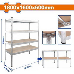 WADFOW ΡΑΦΙΕΡΑ ΜΕΤΑΛΛΙΚΗ ΓΑΛΒ. 4 ΡΑΦΙΩΝ 1800Χ1600Χ600mm WTS1A16