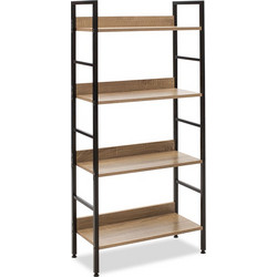 Βιβλιοθήκη- Ραφιέρα Ramon pakoworld φυσικό-μαύρο 60x28x125,5εκ