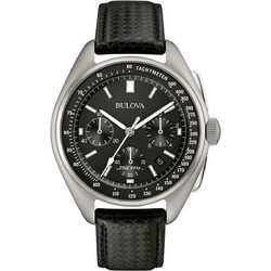 Bulova Lunar Pilot Ανδρικό Ρολόι Χρονογράφος με Μαύρο Δερμάτινο Λουράκι 96B251