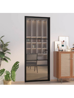 vidaXL Πόρτα Εσωτερική Γυάλινη Μαύρη 83x201.5cm 350561