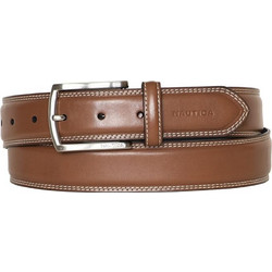 Nautica Double Stitch Ανδρική Ζώνη Δερμάτινη Ανοιχτό Καφέ 3NC1700/226