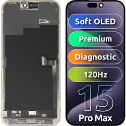Μονάδα οθόνης LCD MP για Apple iPhone 15 Pro Max, Premium Soft OLED FHD 120Hz Διαγνωστική έκδοση, Aftermarket, Μαύρο