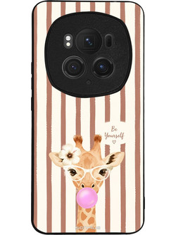 Sonique Stripe Stories Series Θήκη (Honor Magic6 Pro 5G) με Σχέδιο «Καφέ - Καμηλοπάρδαλη με Τσιχλόφουσκα»
