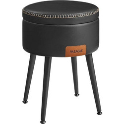 Vasagle Σκαμπό Σαλονιού Δερμάτινο PU Black LOM005B01