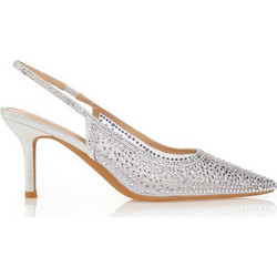 Γόβες slingback ασημί με διαφάνειες και στρας