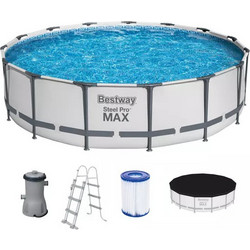 Bestway Steel Pro 56488 Πισίνα Πλαστική με Μεταλλικό Σκελετό & Αντλία Φίλτρου Φ457x107cm