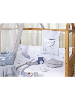 Raison d'etre Dreamy Owl Σετ Βρεφικά Σεντόνια Λίκνου Βαμβακερά 70x110 Blue