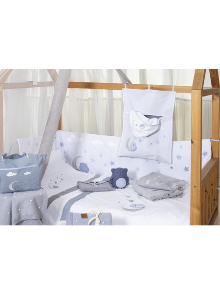 Raison d'etre Dreamy Owl Σετ Βρεφικά Σεντόνια Λίκνου Βαμβακερά 70x110 Blue