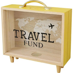 Κουμπαράς - κορνίζα ξύλινος Travel Fund Υ12x20,5x5εκ