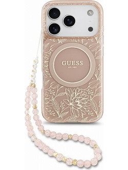 Guess Iml Flowers Allover Strap Magsafe Back Cover Pink (iPhone 18 Pro / 17 Pro)