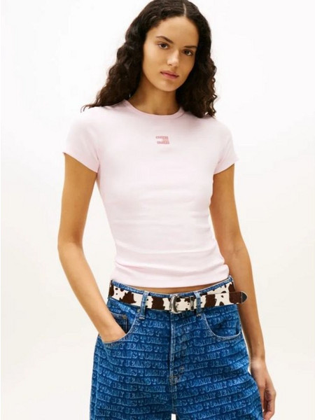 Tommy Hilfiger Γυναικείο Slim Fit Rib T-Shirt Light Pink (DW0DW17881)