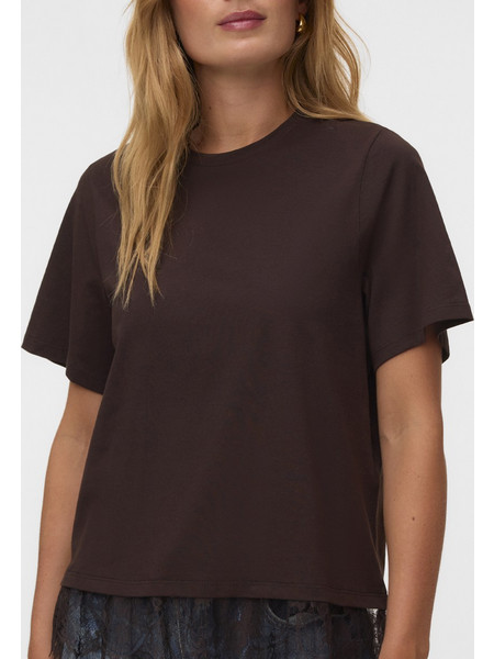 VERO MODA VMBRIT SS O-NECK LACE T-SHIRT JRS 10353960-Chocolate TorteDTM LACE DarkBrown