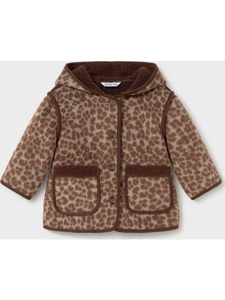 Mayoral παιδικό παλτό animal print - 2434-W27 Καφέ