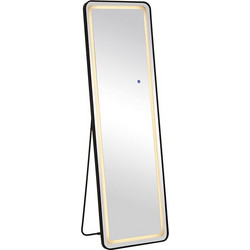 LED-7 Καθρέπτης Τοίχου-Δαπέδου Φωτιζόμενος, Αλουμίνιο Μαύρο, Αφής με 3 επιλογές φωτισμού