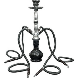 Ναργιλές Hookah Shisha Tower Black & Silver 4 Hoses - 53cm