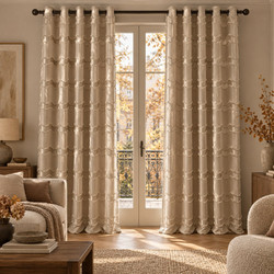 Aigostar Κουρτίνα Ζακάρ Σκίασης με Κρίκους 270x270cm Μπεζ Velora