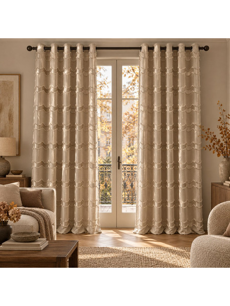 Aigostar Κουρτίνα Ζακάρ Σκίασης με Κρίκους 270x270cm Μπεζ Velora