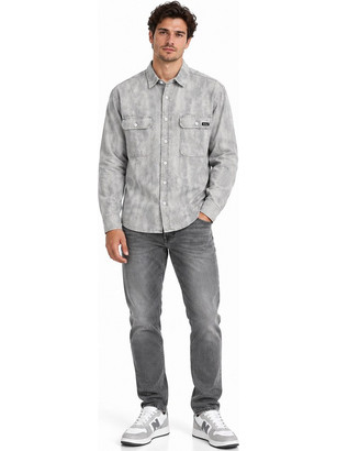 Ανδρικό τζιν overshirt καμουφλάζ μοτίβο με τσέπες Γκρι