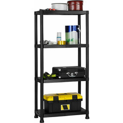 Ραφιέρα Πλαστική 3500131 με 4 Ράφια Μαύρη 60x30x133cm