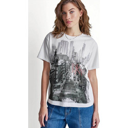 DKNY γυναικείο T-shirt με στρας στο λογότυπο Regular Fit - DJ6T1799 Λευκό