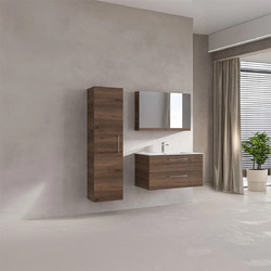 Karag 8702 New Collection Ορθογώνιος Καθρέπτης Μπάνιου με Ντουλάπι & Υποδοχή Λαμπτήρα Ξύλινος Καφέ 90x13x60cm NMI908702