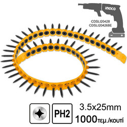 Ingco Βίδες Γυψοσανίδας σε Ταινία, 3.5x25mm (1000 βίδες) - ANA19251