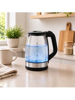 Diamandino Βραστήρας Γυάλινος Νερού 1.7L 2200W με Μπλε LED Φωτισμό