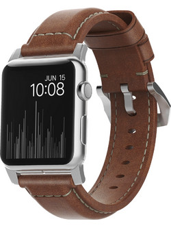 Nomad Traditional Connection Λουράκι Δερμάτινο Brown / Silver (Apple Watch 42 / 44 / 45mm)