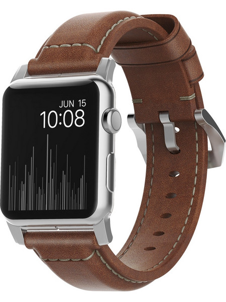 Nomad Traditional Connection Λουράκι Δερμάτινο Brown / Silver (Apple Watch 42 / 44 / 45mm)