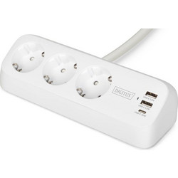 Πολύπριζο Digitus power strip 2x + 2USB 1,5m 12W 30W White