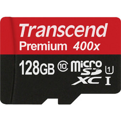 Transcend Premium microSDXC 128GB Class 10 U1 UHS-I + Adapter