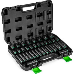 Set of long impact sockets 35 pieces 1/2" hexagonal WUBER W33001