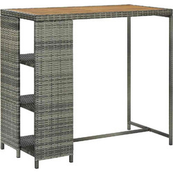 vidaXL Τραπέζι Μπαρ με Ράφια Γκρι 120x60x110 εκ. από Συνθετικό Ρατάν