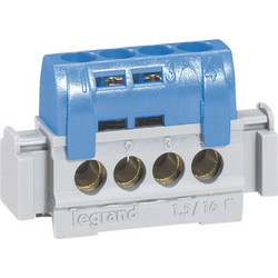 IP 2X terminal block - neutral (blue) - 4 x 1.5 to 16 - L. 47 mm