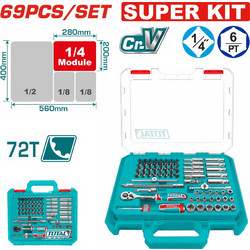 Total THT141696 Κασετίνα Καρυδάκια 1/4" 69 Τεμάχια Super Kit