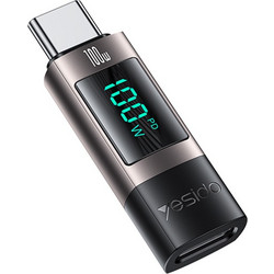 Αντάπτορας Yesido GS24 Type-C σε Type-C 100W με Ψηφιακή Ένδειξη Μαύρο