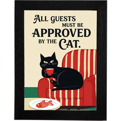 Αφίσα με κορνίζα μαύρη All guests must be approved by the cat. 30x40εκ Κορνίζα Ξύλινη Χρώμα Μαύρο Με Τζάμι MAT 29/69