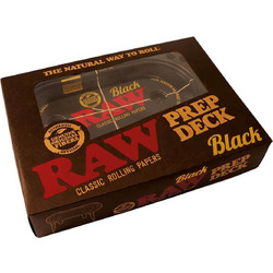 RAW Prep Deck Black Rolling Tray with Cone Filler