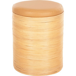 ΣΚΑΜΠΟ MITCH ΦΥΣΙΚΟ RATTAN ΚΑΘΙΣΜΑ ΑΠΟ PU ΜΠΕΖ Φ37x47