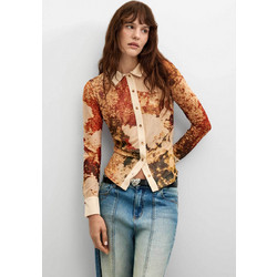 Desigual Atenas Γυναικείο Πουκάμισο Print Μπεζ 26WWTK23