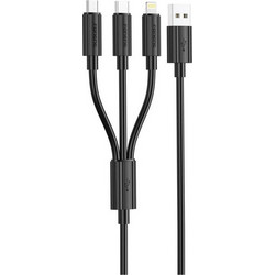 Καλώδιο Σύνδεσης USB 2.0 Foneng XS07 3 σε 1 USB A σε Micro USB & USB C & Lightning 15W 3A 1.2m Μαύρο
