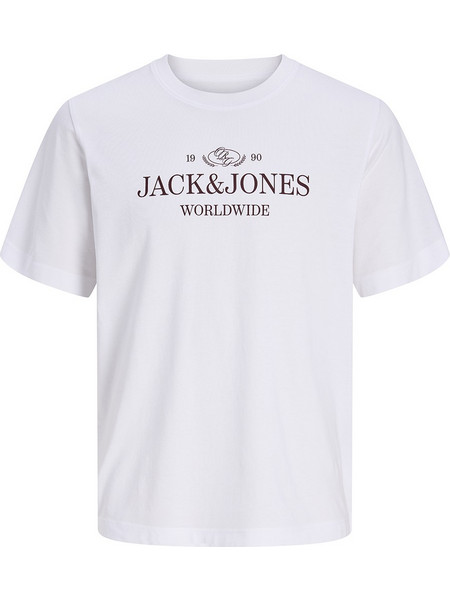 JACK&JONES JORFREDERIKSBERG FRONT TEE SS CN FST 12305774-BRIGHT WHITE White