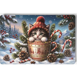 Χριστουγεννιάτικο Σουπλά Santa Cat 43x28cm