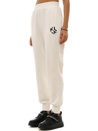 Karl Lagerfeld Jeans Monogram Γυναικείο Παντελόνι Φόρμας Cream B3W10023-2OO