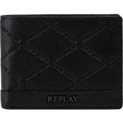 REPLAY Ανδρικό Πορτοφόλι REPLAY All Over Logo Μαύρο