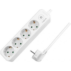 LogiLink SOCKET OUTLET 4-WAY Πολύπριζο 4 Θέσεων με Διακόπτη και Καλώδιο 1.5m LPS245