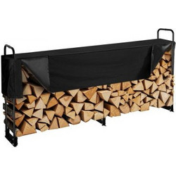 VEVOR Ραφιέρα Καυσόξυλων 2.4m με Κάλυμμα, 244 x 36 x 117 cm, Βαρέως Τύπου, Αδιάβροχο Κάλυμμα 600D Oxford, για Εσωτερικό/Εξωτερικό Χώρο, 1/2 Cord